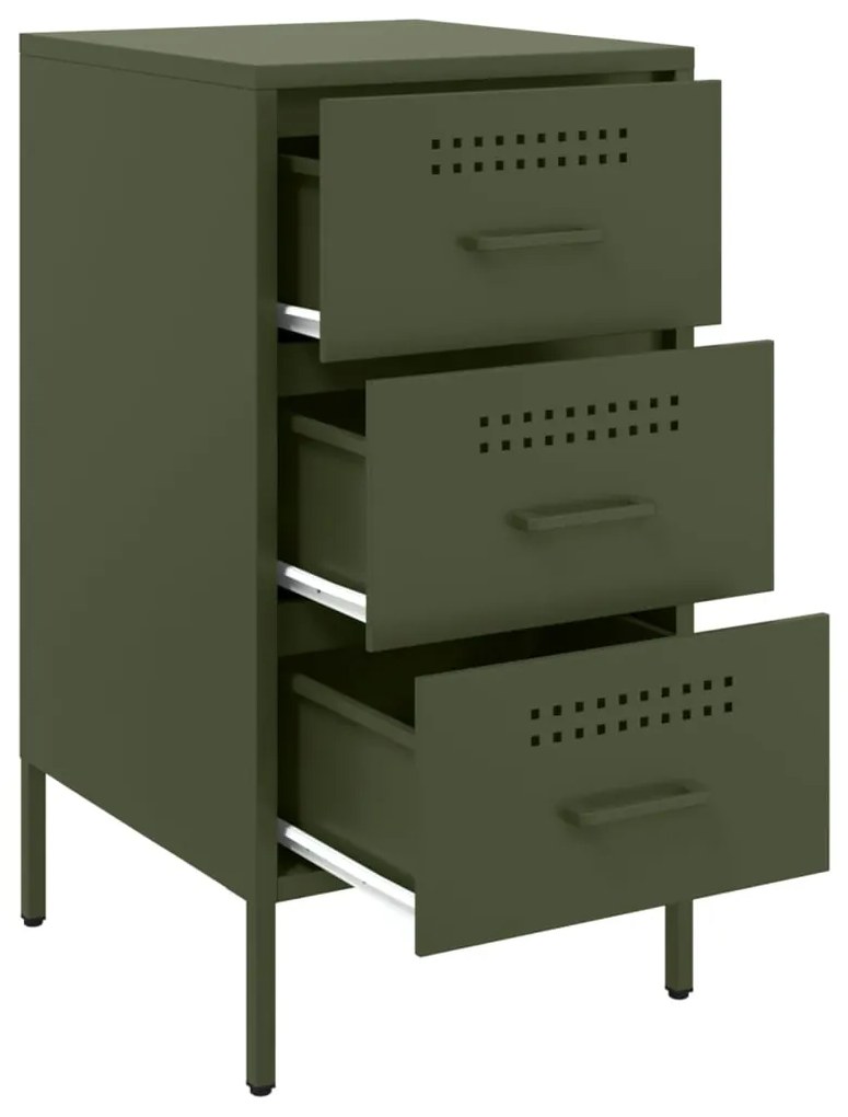 Mesa de cabeceira 36x39x68 cm aço verde-azeitona