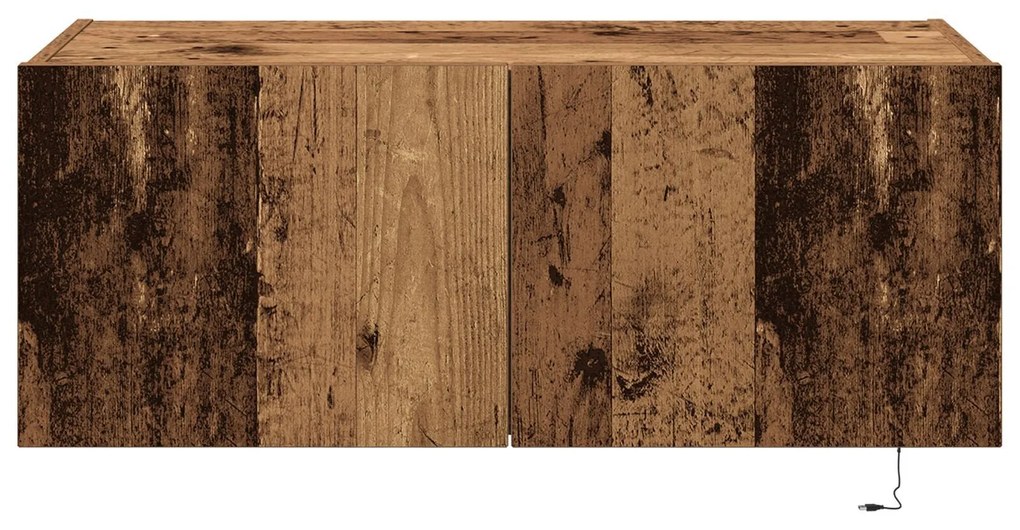 Armário de TV vidaXL com luzes LED Madeira velha 80x35x31 cm