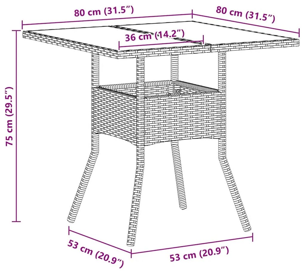 Conjunto de Jantar de 5 Peças Cinza Claro Rattan