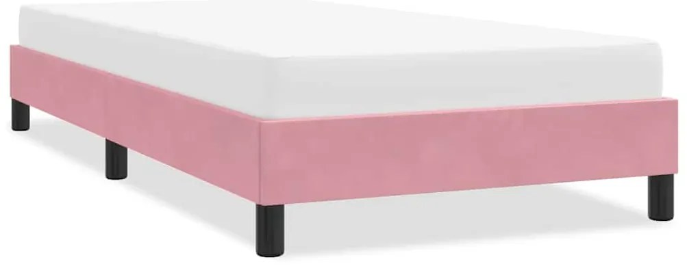 vidaXL Estrutura de cama com colchão 80x210 cm veludo rosa