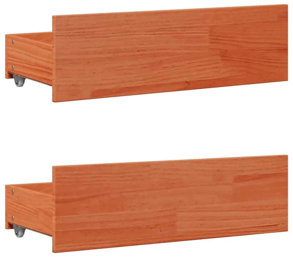 Cama com estante sem colchão 75x190cm pinho maciço castanho-mel