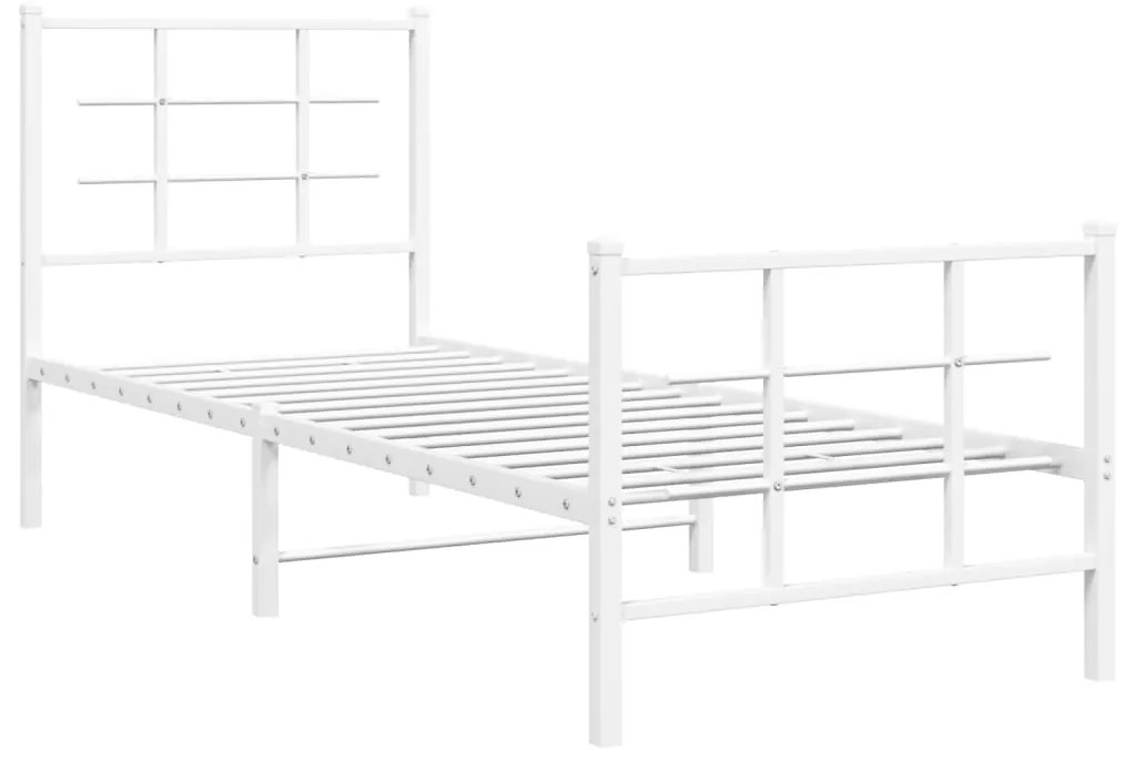 Estrutura de cama com cabeceira e pés 80x200 cm metal branco