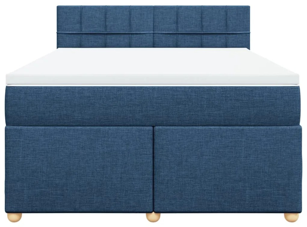 Cama com molas/colchão 160x200 cm tecido azul