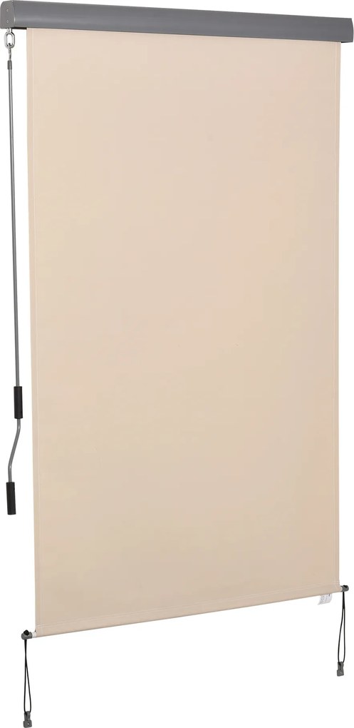 Outsunny Toldo Vertical para Varanda Toldo Lateral Protetor contra Vento Persiana Lateral de Privacidade com Manivela Tecido de Poliéster+Alumínio Creme branco 200 x 120 cm | Aosom Portugal