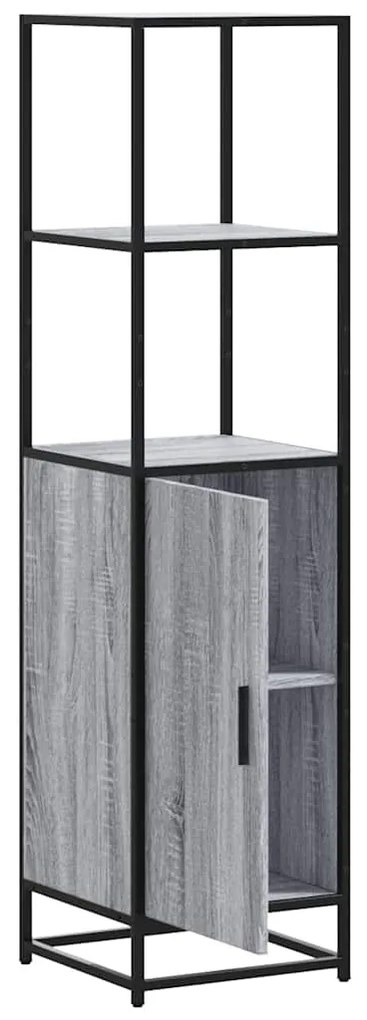 Armário alto 35,5x35x139 cm madeira e metal cinza sonoma