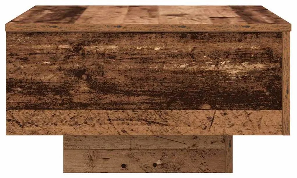 Mesa de centro vidaXL com luzes LED em madeira velha 55x55x31 cm