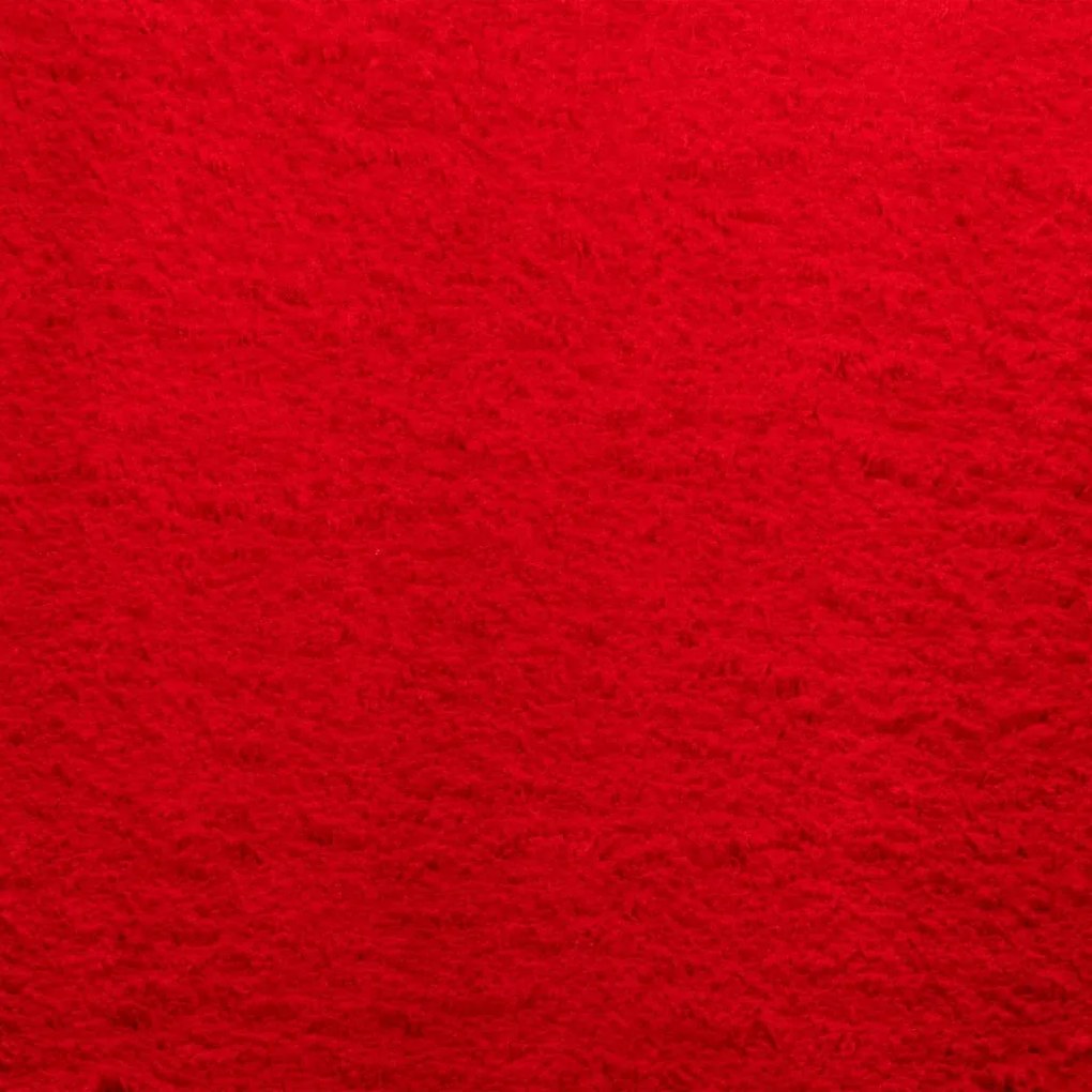 Tapete pelo curto macio e lavável HUARTE 200x200 cm vermelho