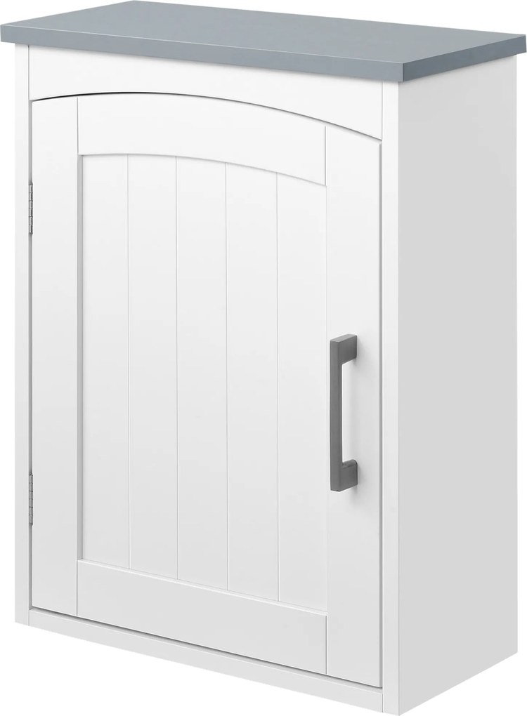 Móvel suspenso para casa de banho com porta e prateleira ajustável - 41 x 18,5 x 52 cm - MDF - branco
