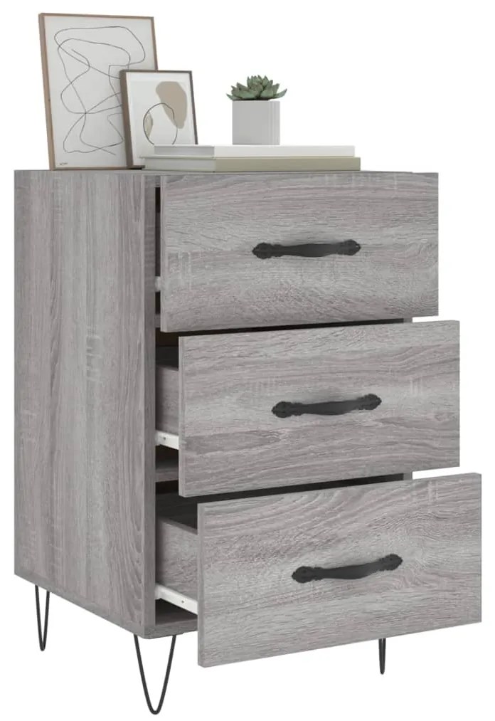 Mesa de cabeceira 40x40x66 cm derivados madeira cinzento sonoma