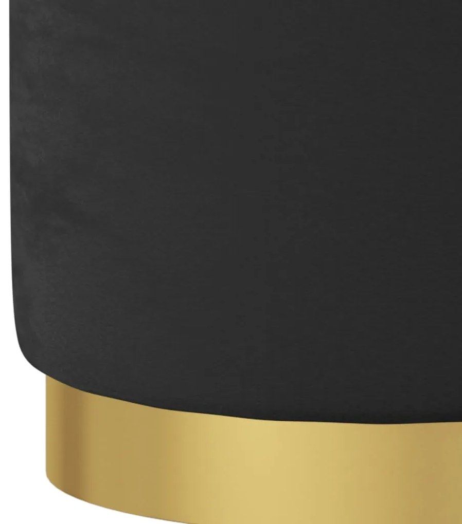 Banqueta com arrumação redonda veludo 31 x 37 cm preto