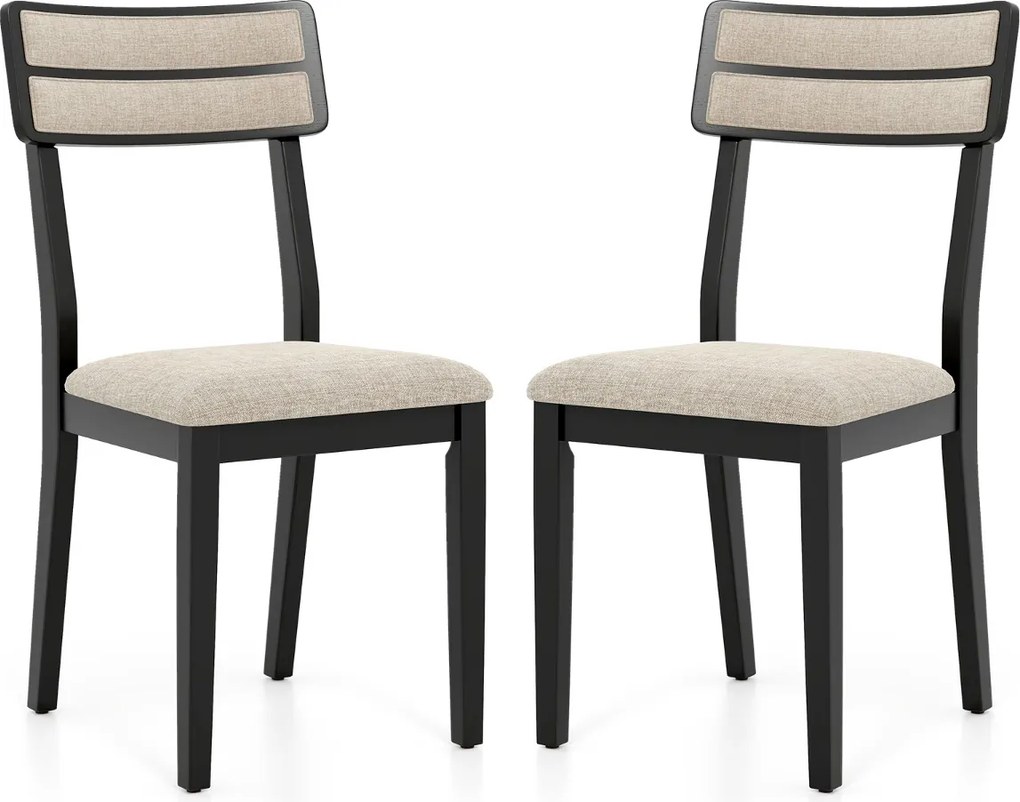 Conjunto de 2 cadeiras de jantar com assento almofadado (MESA NÃO INCLUÍDA), encosto alto almofadado, almofadas antiderrapantes preto