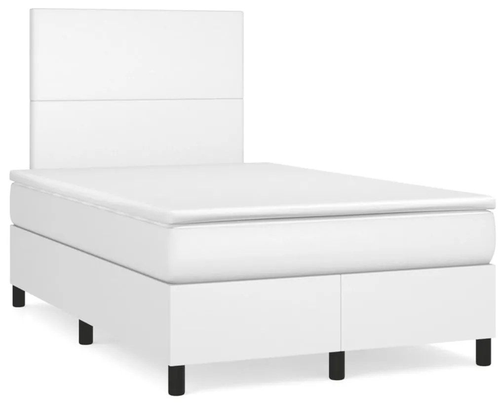 vidaXL Cama boxspring com colchão 120x190 cm couro artificial branco
