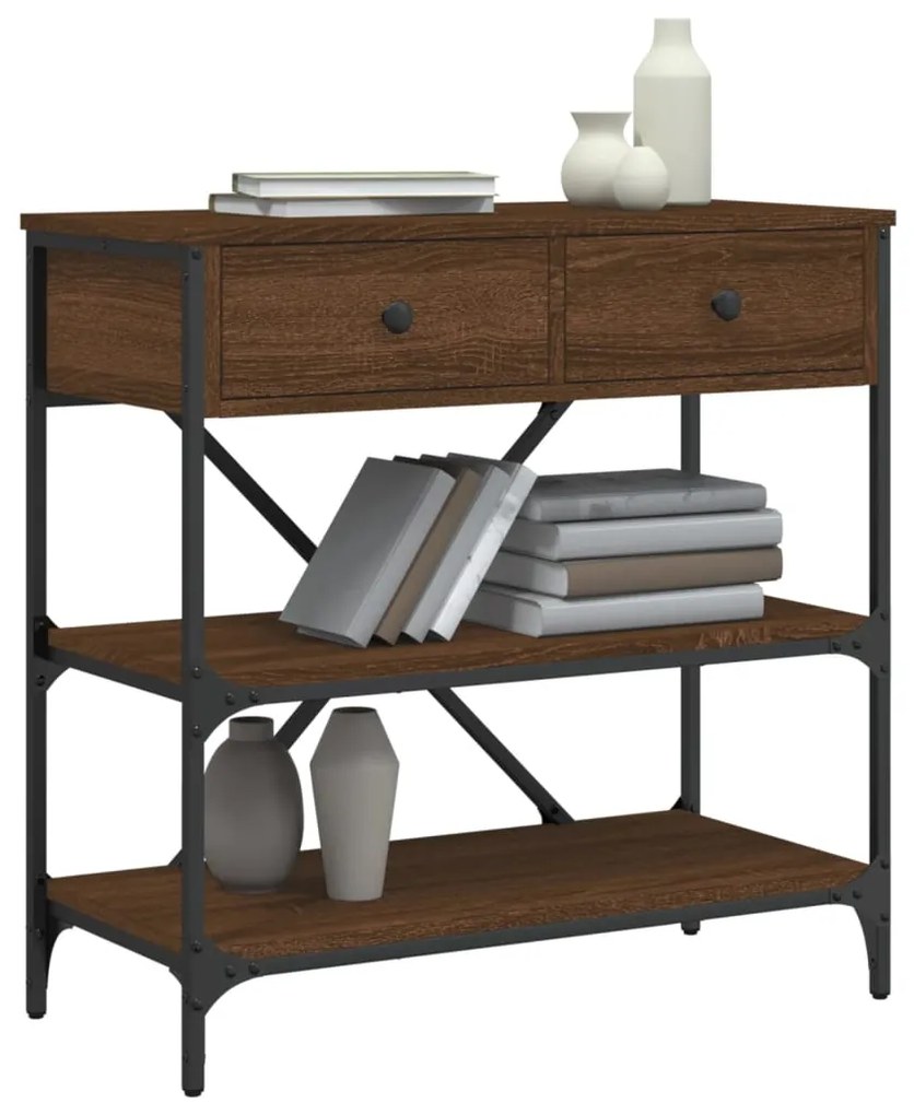 Mesa consola 75x34,5x75 cm derivados madeira carvalho castanho