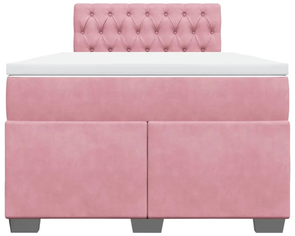 Cama boxspring com colchão 120x190 cm veludo rosa