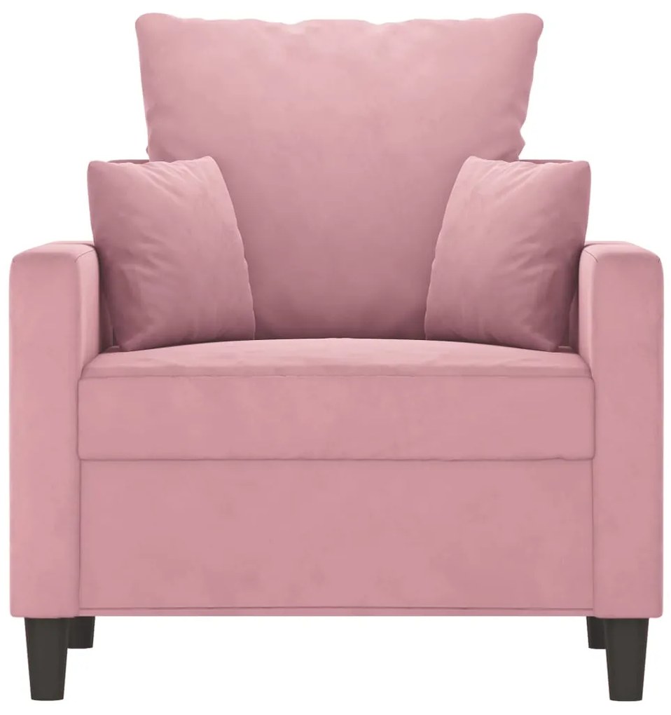 Poltrona Cinha - Cor Rosa - 78x77x80 cm - Em Veludo e Estrutura em Met