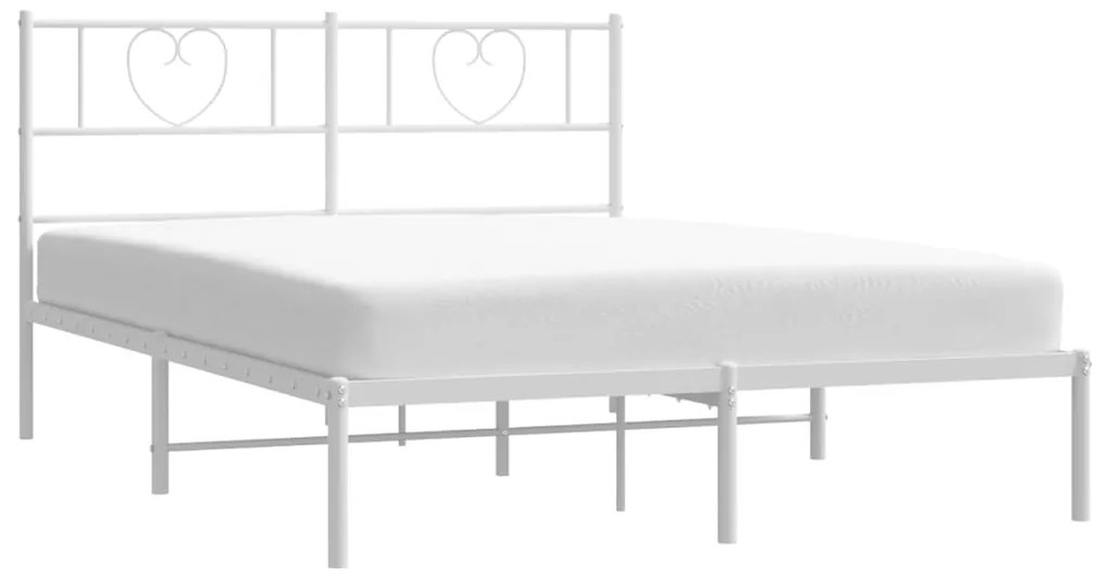 Estrutura de cama com cabeceira 120x190 cm metal branco