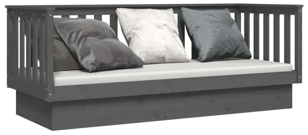 Sofá-cama 75x190 cm madeira de pinho maciça cinzento