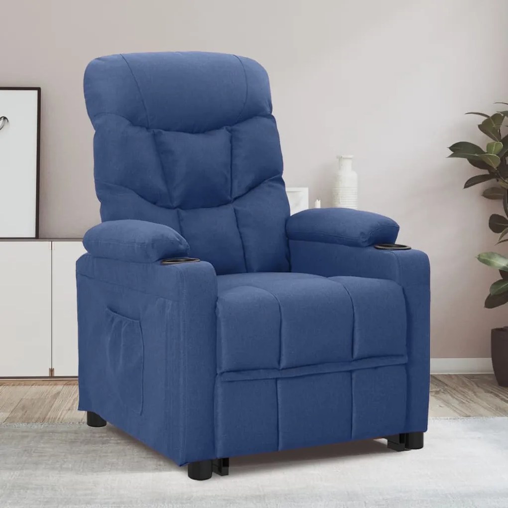 vidaXL Poltrona reclinável tecido azul