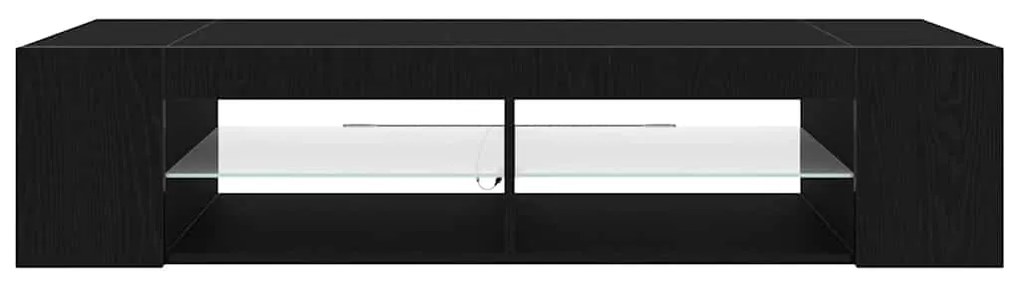 Estante de TV vidaXL com Luzes LED em Carvalho Preto 135x39x30cm em Ma