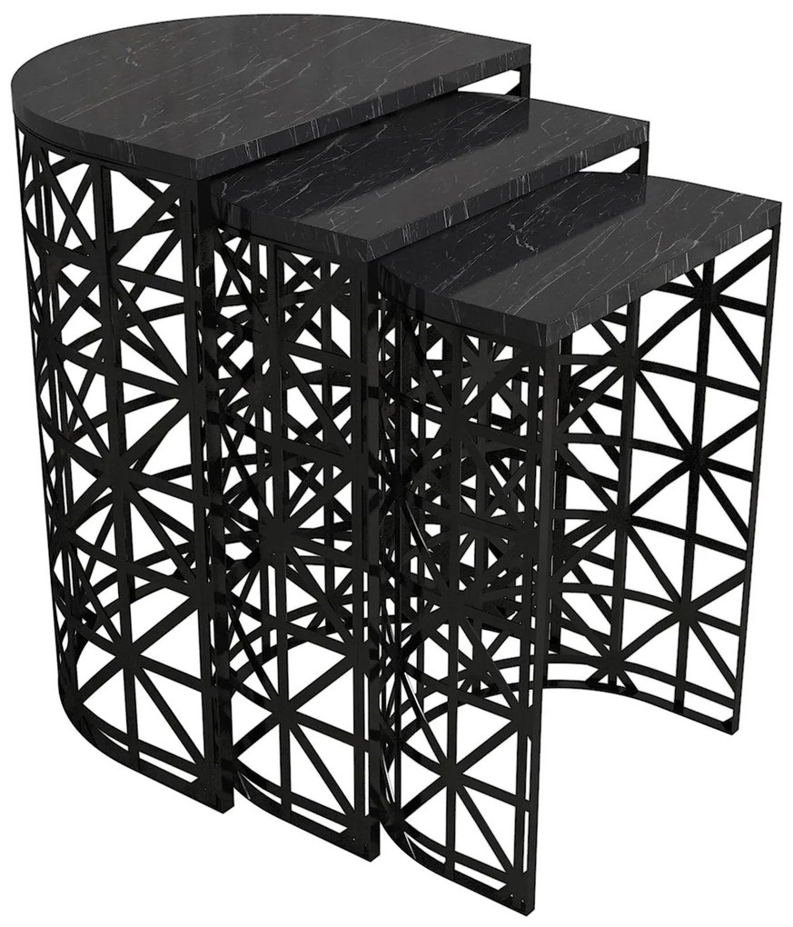Mesas de Aninhamento Stil – Preto – 46x62x33 cm, 41x58x30 cm, 36x53x27