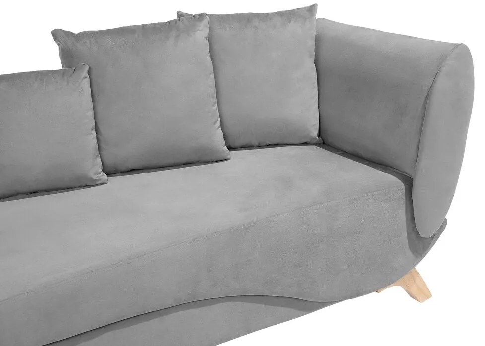 Chaise-longue à direita de 2 lugares com arrumação em veludo cinzento claro MERI Beliani