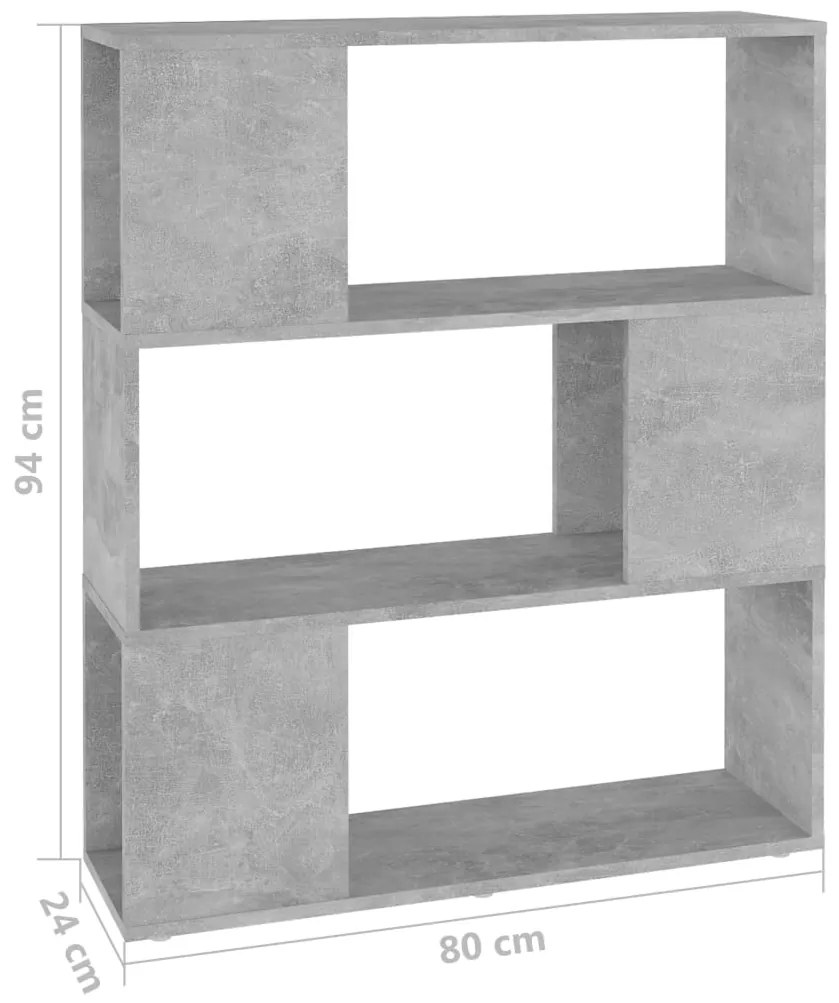Estante/divisória 80x24x94 cm contraplacado cinzento-cimento