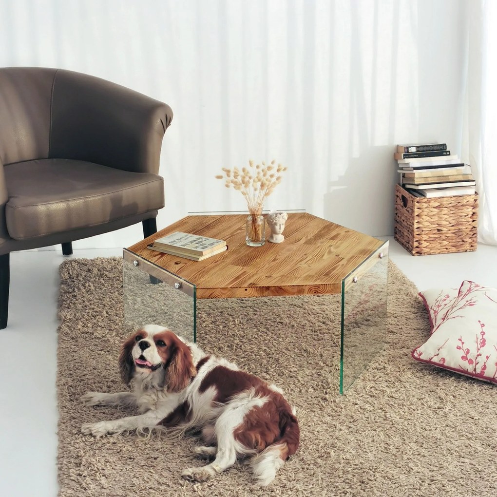 Mesa de Café Hexagon – Cor Carvalho – 80x35x70 cm