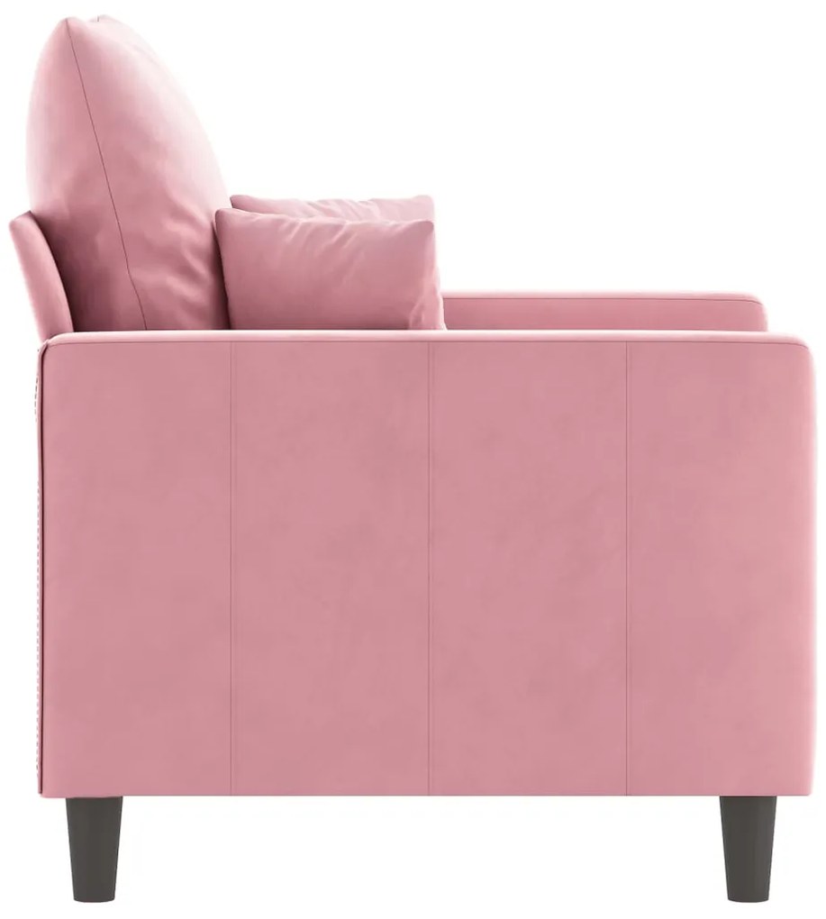 Poltrona Cinha - Cor Rosa - 78x77x80 cm - Em Veludo e Estrutura em Met