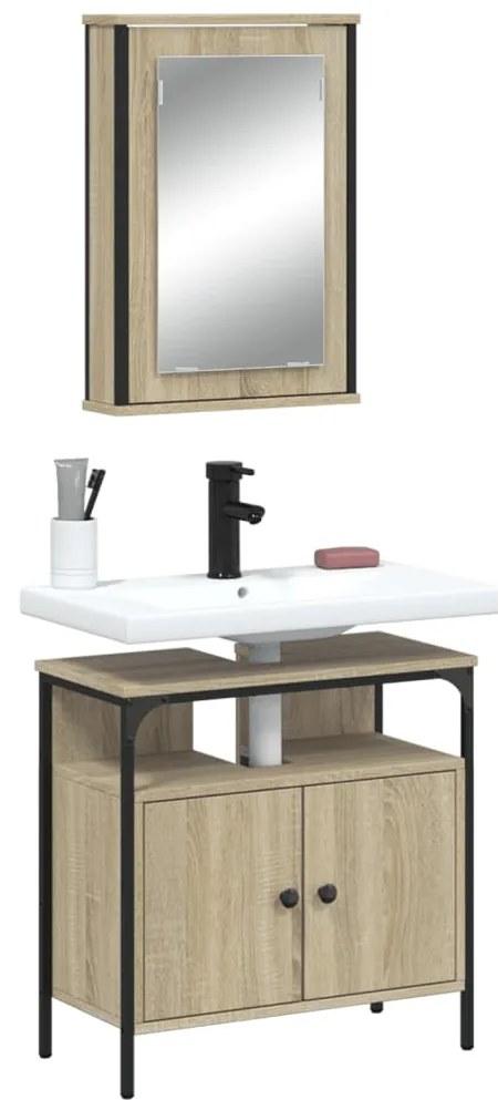vidaXL 2 pcs conj. móveis casa banho derivados madeira carvalho sonoma