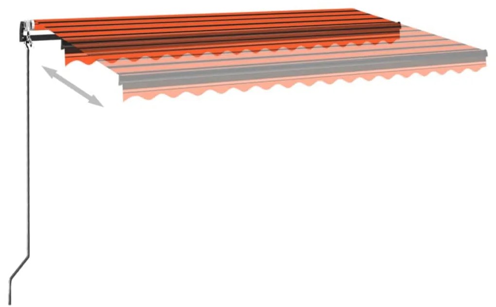 Toldo autom. LED e sensor de vento 450x350 cm laranja/castanho