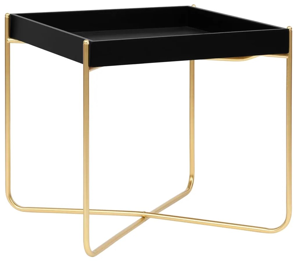 vidaXL Mesa de apoio 38x38x38,5 cm MDF preto e dourado