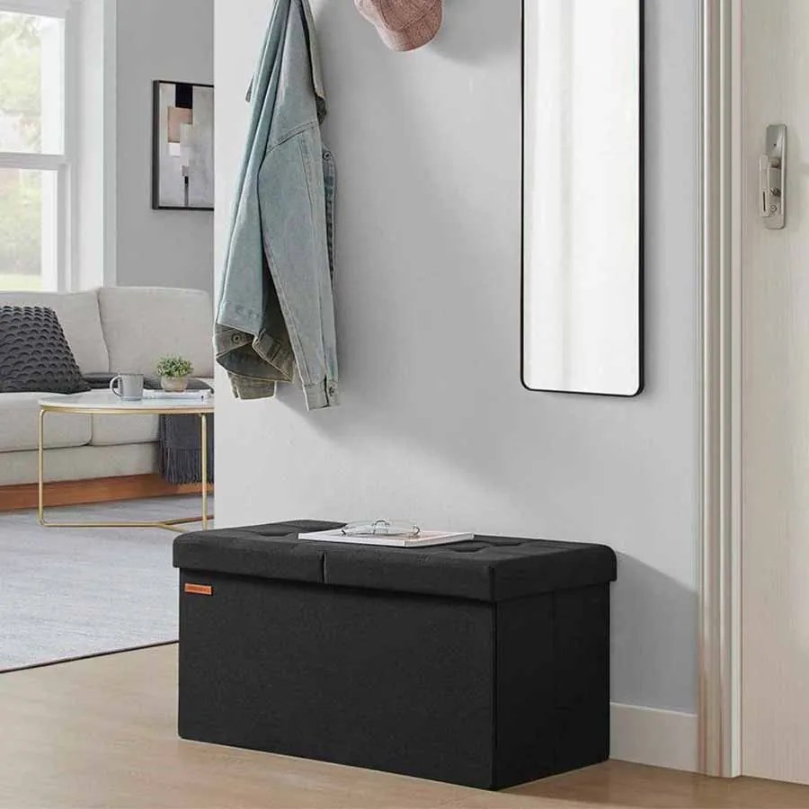 Banco com espaço de arrumação 38 x 76 x 38 cm Preto