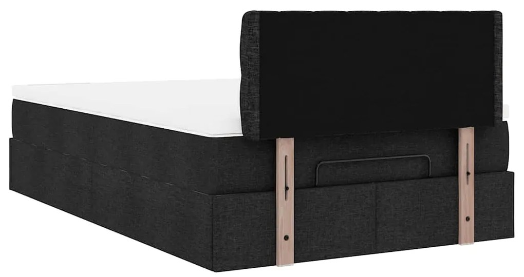 Cama otomana com colchão 120x190 cm tecido preto