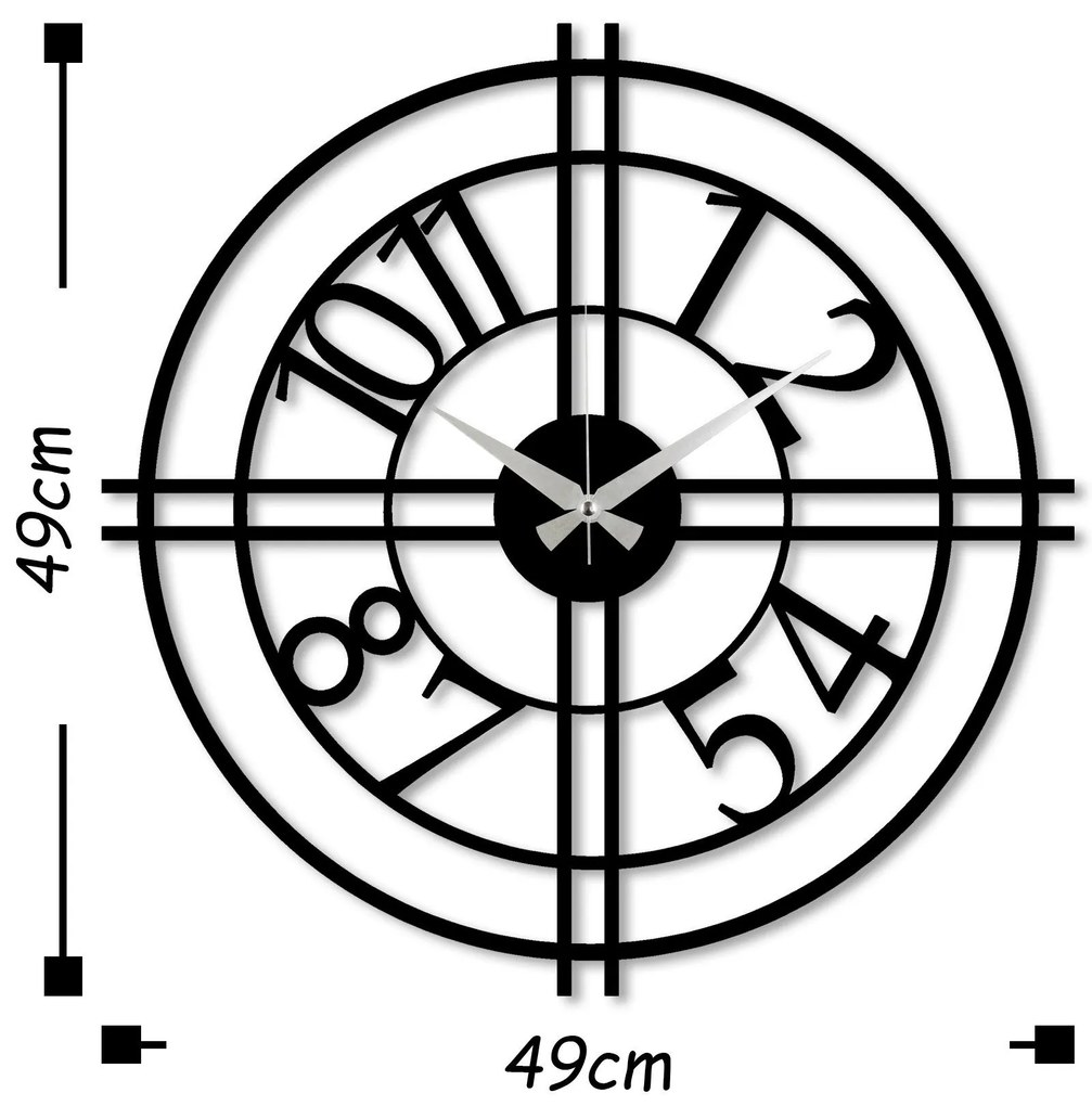 Relógio Decorativo de Metal Watch-033 – Preto – 49 x 49 cm