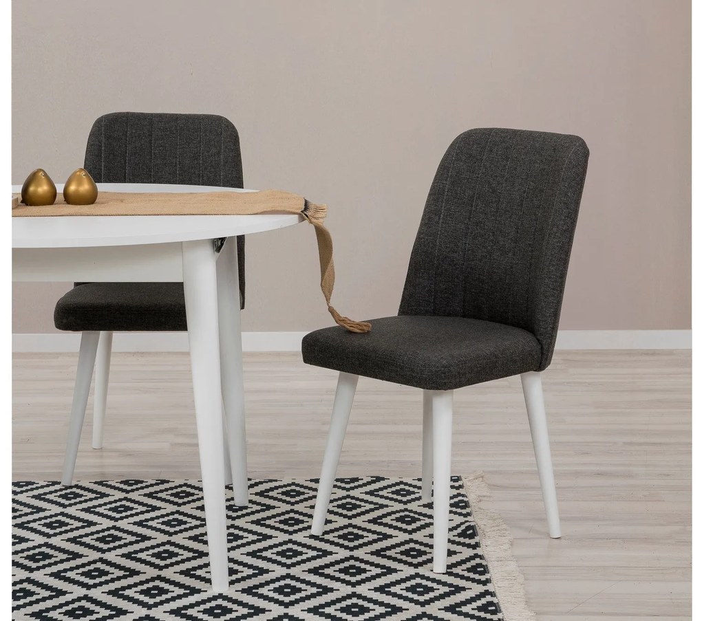 Conjunto de Mesa de Jantar Extensível e Cadeiras Vina – Branco Antraci