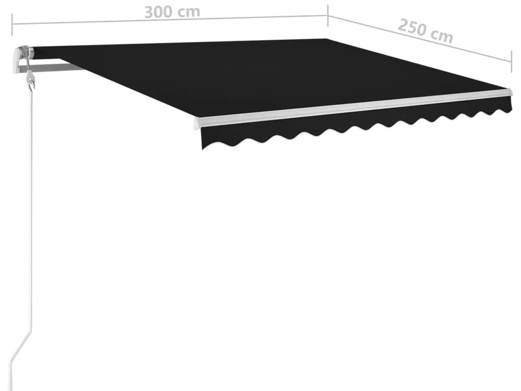 Toldo automático com LED e sensor de vento 300x250 cm antracite