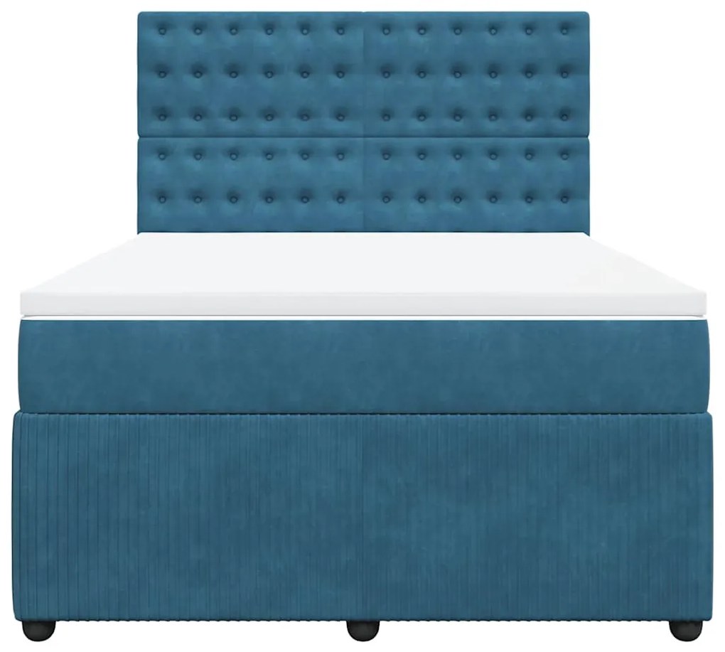Cama com molas/colchão 140x200 cm veludo azul-escuro
