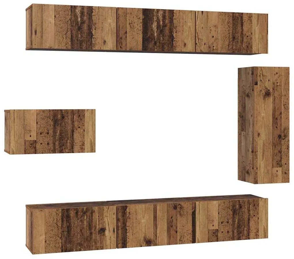 Conjunto de móvel de TV 8 pcs Madeira antiga 30.5 x 30 x 90 cm