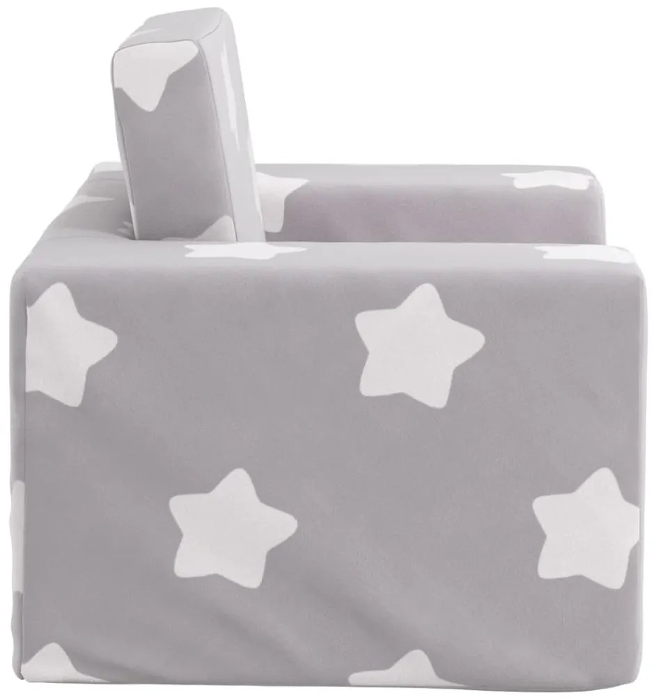 Sofá-cama infantil de c/ estrelas pelúcia cinzento-claro