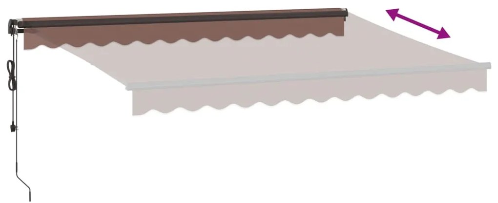 Toldo retrátil automático com luzes LED 350x250 cm castanho