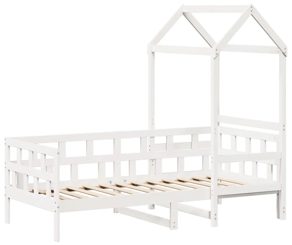 Sofá-cama com telhado 80x200 cm madeira de pinho maciça branco