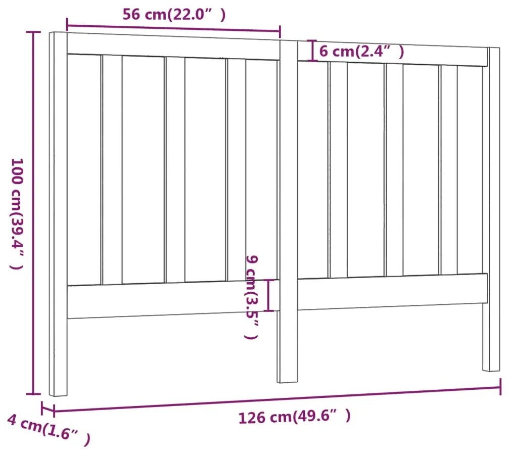 Cabeceira de cama 126x4x100 cm pinho maciço branco