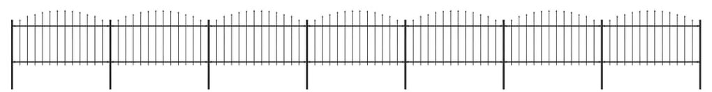 Cerca de jardim com topo em lanças (1,25-1,5)x11,9 m aço preto