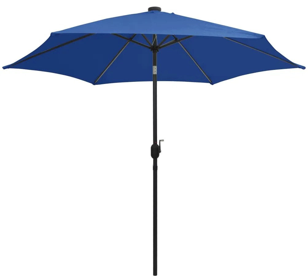Guarda-sol jardim c/ luzes LED/poste alumínio 300 cm azul-ciano