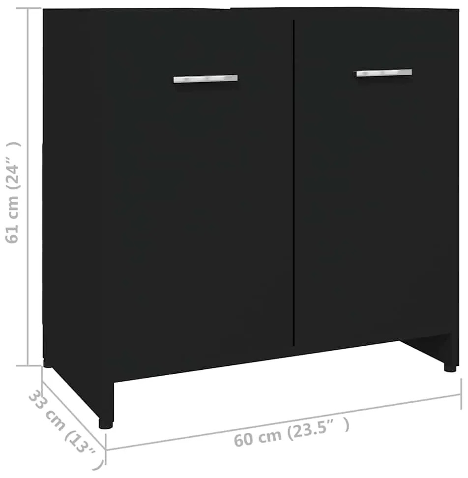 Armário casa de banho 60x33x61 cm derivados de madeira preto