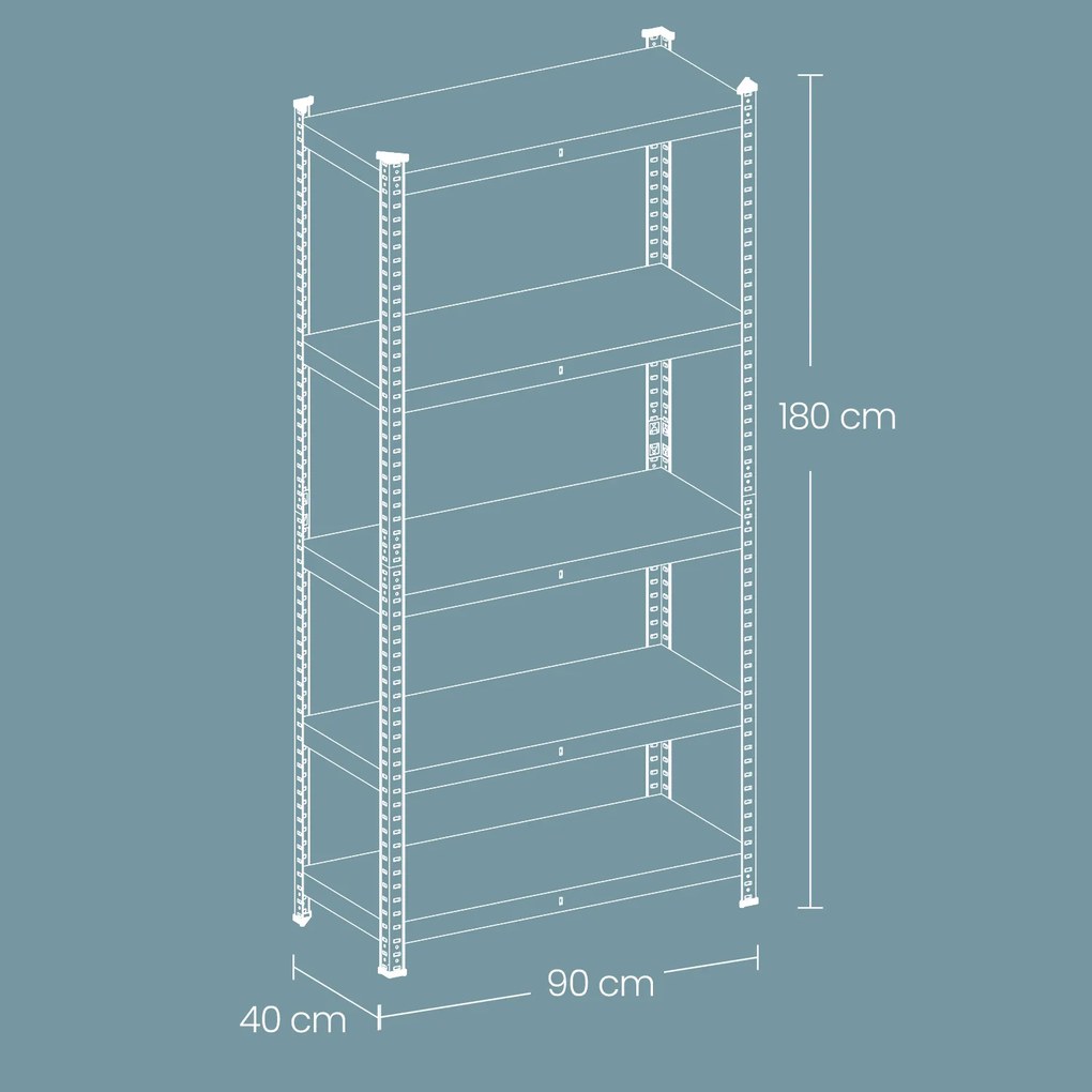 Estante para cargas pesadas 40 x 90 x 180 cm cinzento + preto