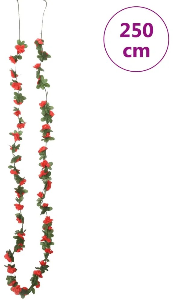 Grinaldas de flores de Natal 6 pcs 250 cm vermelho