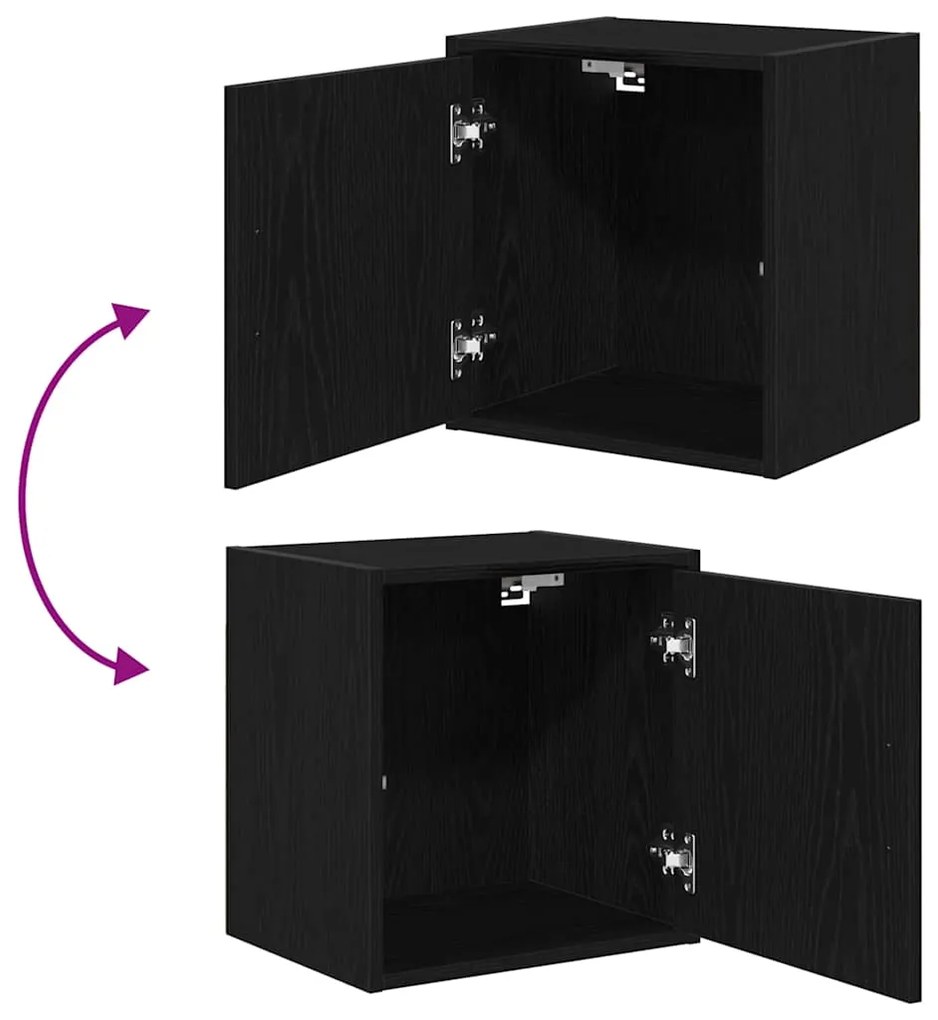 Armário de parede da garagem preto madeira engenheirada