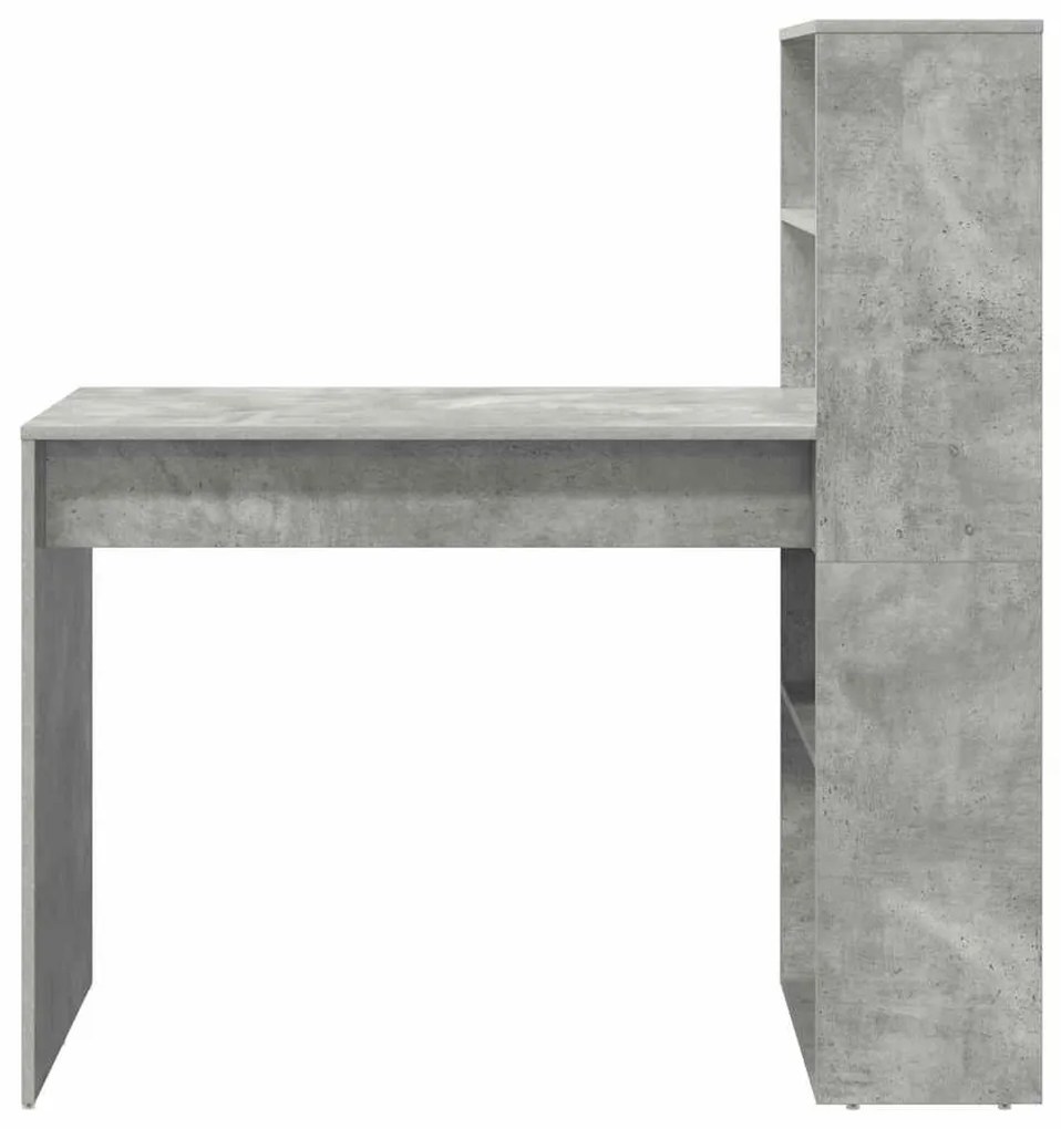 Secretária com Armazenamento Cinzento de Concreto 113x54x120 cm Madeir