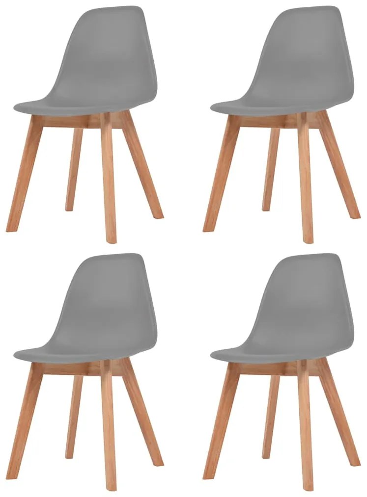 Cadeiras de jantar 4 pcs plástico cinzento